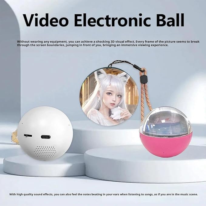 2.76" Crystal Ball Video Player, 3D Memory Orb Ball Digital Display Memory Sphere Lamp with Sound, Uploadable Videos & Photos, Personalized Gift for Birthday Anniversary Xmas