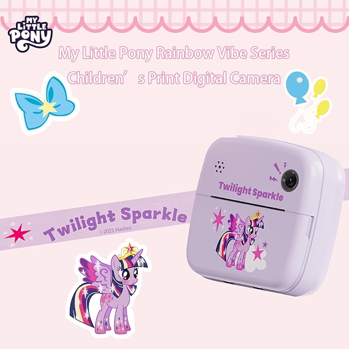 My Little Pony Rainbow Series Children Print Camera, Toddler Camera Toy, Kids Camera Instant Print, MLP Gifts for Childern Age 6-12,Twilight Sparkle