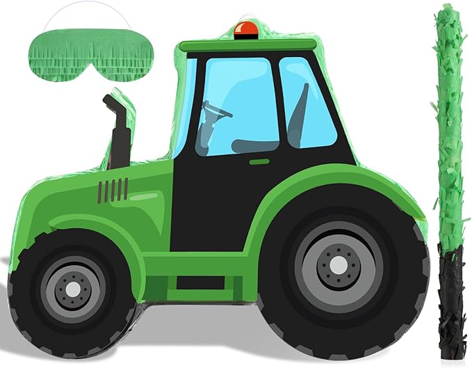 Aoriher Construction Tractor Piñata with Blindfold and Bat Dump Truck Excavator Piñata for Birthday Party Supplies Construction Theme Party Decor