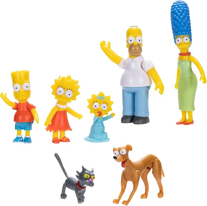 Disney The Simpsons Action Figures Family Multi-Pack 2.5” Scale Figures, Includes Homer, Marge, Bart, Lisa, Maggie, Santa’s Little Helper, and Snowball II