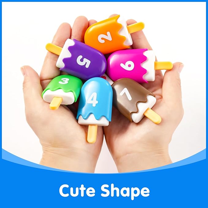 Mini Number Pops 1-10 – Fun Number Matching Toys for Kindergarten & Preschool – Ice Cream Counting & Recognition Math Games