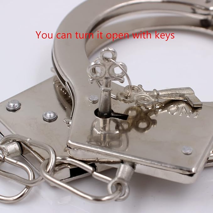 3 Pack Kids Play Toy Metal Handcuffs with Key for Swat Police Role Play Kids Party Supplies