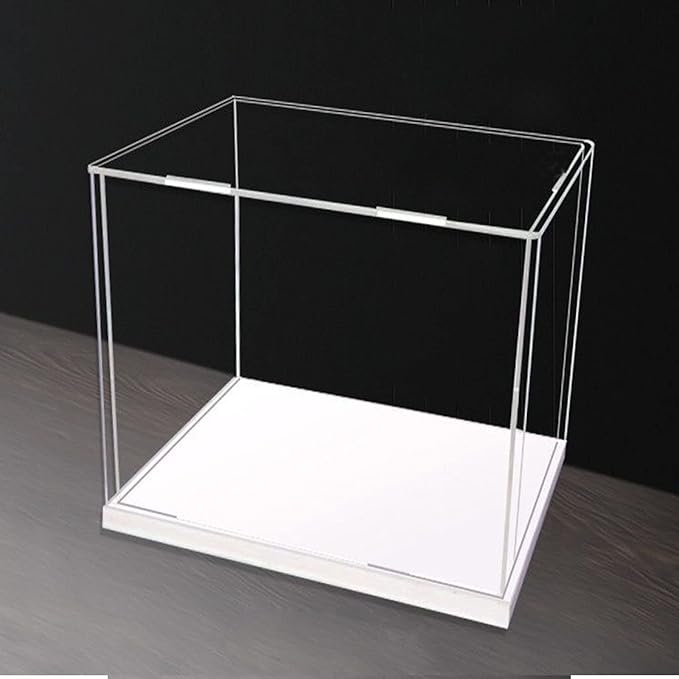 Openable Clear Acrylic Display Case-Assemble Countertop Box with White Base,Dustproof Protection Showcase for Action Figures Toys Collectibles (45x30x30cm/18x12x12inch)