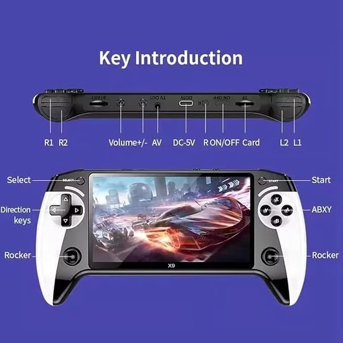 X9 Retro Handheld Game Console, 2026 New Retro Game Console, 8gb with HD 5.5-Inch IPS Screen, 20000+ Built-in Games, Handheld Emulator Supports Connection to TV, for Any Age Group (1Pc)