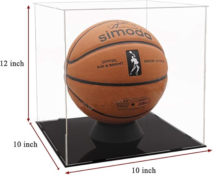 Soccer Ball Display Case,Self-Assembly Acrylic Display Case,Deluxe Dustproof Showcase,Cube Countertop Box for Pop Figures Collectibles,Basketball Volleyball Display Case(10x10x12 inch; 25x25x30cm)