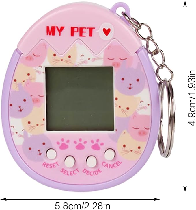90s Toys Nostalgia, Game Machine with Keychain, Circular Design Compressive and Anti Drop Technology Equipped Multiple Game Modes, Digital Pet for Children Adult (Pink)
