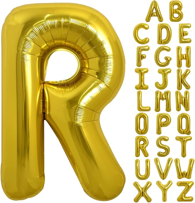 TONIFUL 40 Inch Large Gold Letter R Balloons, Foil Mylar Big Balloons for Birthday Party Anniversary Supplies Decorations