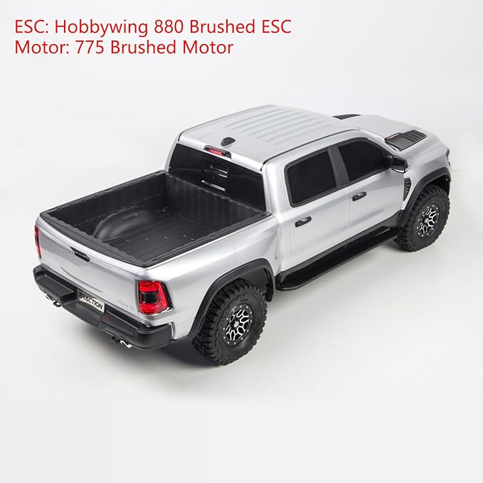 1/8 Remote Control Off Road Car Traction Hobby AWD RC Model Vehicle 2Speed Gearbox Metal Drive Shaft Shock Absorber No Battery Hobby Grade Model for Adult Hobby(Silver)