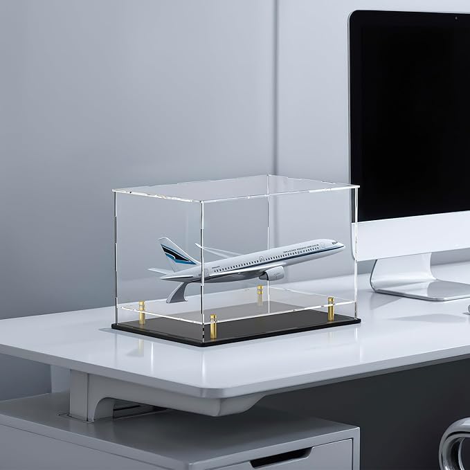 Acrylic Display Case with Floating Shelf & Thick Base – UV-Protected Collectible Showcase for Souvenirs, Figurines, and Memorabilia (14.5" Lx11 Wx11 H)