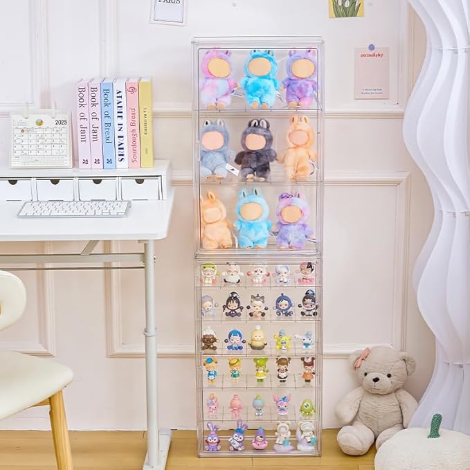 6 Tiers Extra Large Clear Display Case for Figures, Acrylic Storage Organizers Box with Magnetic Door, Wall-Mounted Dustproof Showcase for Collectibles Action Figure