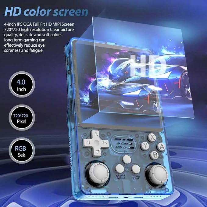 R36Plus Retro Handheld Gaming Console, Portable Retro Game Console,4.0" IPS Screen, Support 15000+ Games/26+ Emulator, Handheld Emulator(White/64G)