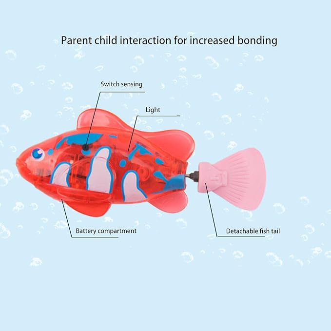 4PCS Robotic Swimming Fish with Flashing Lights, Water Activated Robot Fish Electronic Cat Toy
