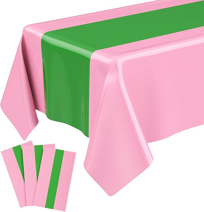 Oudain 3 Pcs Witch Princess Theme Party Pink & Green Party Tablecloth 54 x 108 Inch Plastic Rectangle Tablecloth Waterproof Table Cover for Witch Princess Theme Birthday Decoration