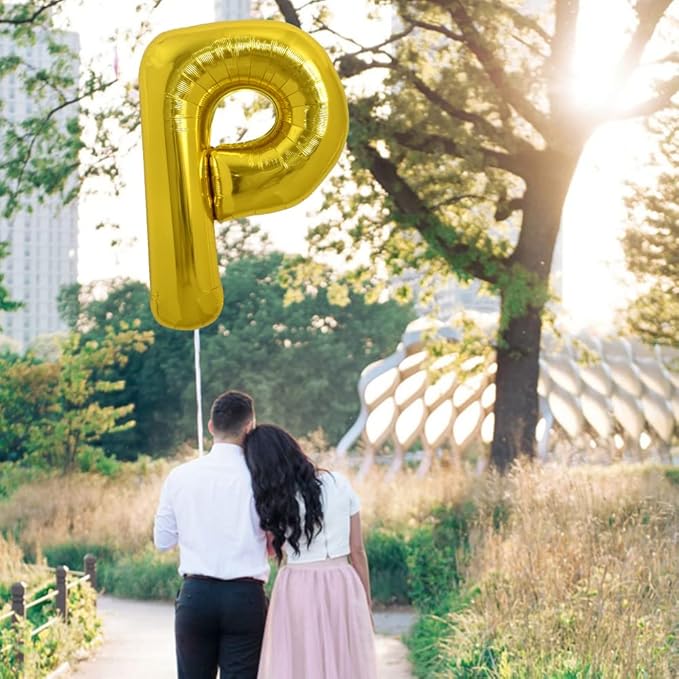 TONIFUL 40 Inch Large Gold Letter P Balloons Helium Balloons,Foil Mylar Big Balloons for Birthday Party Anniversary Supplies Decorations