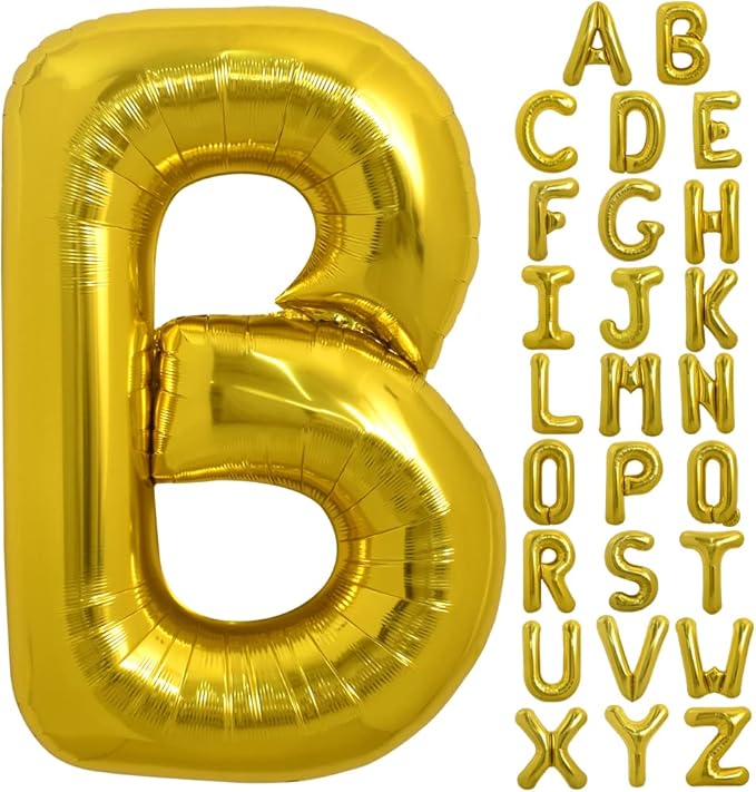 TONIFUL 40 Inch Large Gold Letter B Balloons - Helium Filled, Foil Mylar Big Balloons for Birthday Party & Anniversary Decorations