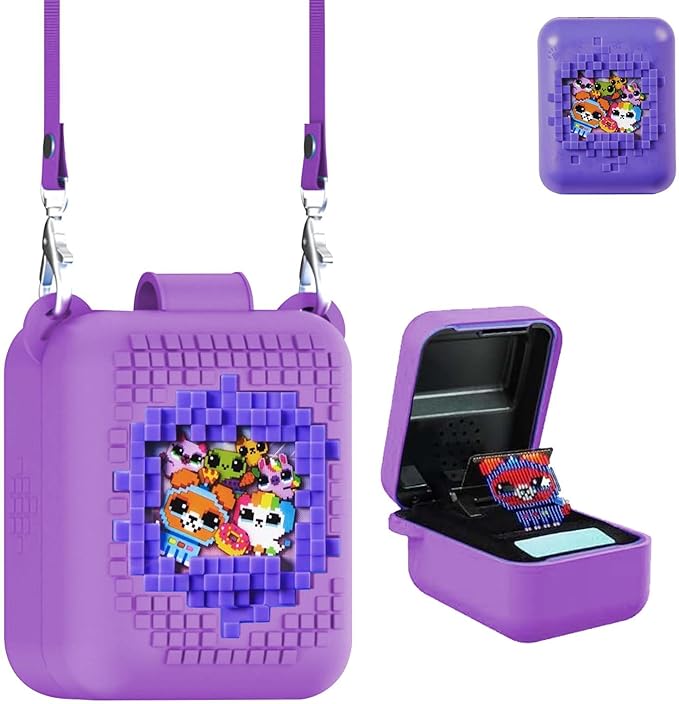 Silicone Case for Bitzee Interactive Toy Digital Pet, Protective Skin Cover for Bitzee Virtual Electronic Pets Accessories with Lanyard,Scratch Shock Protection,Purple