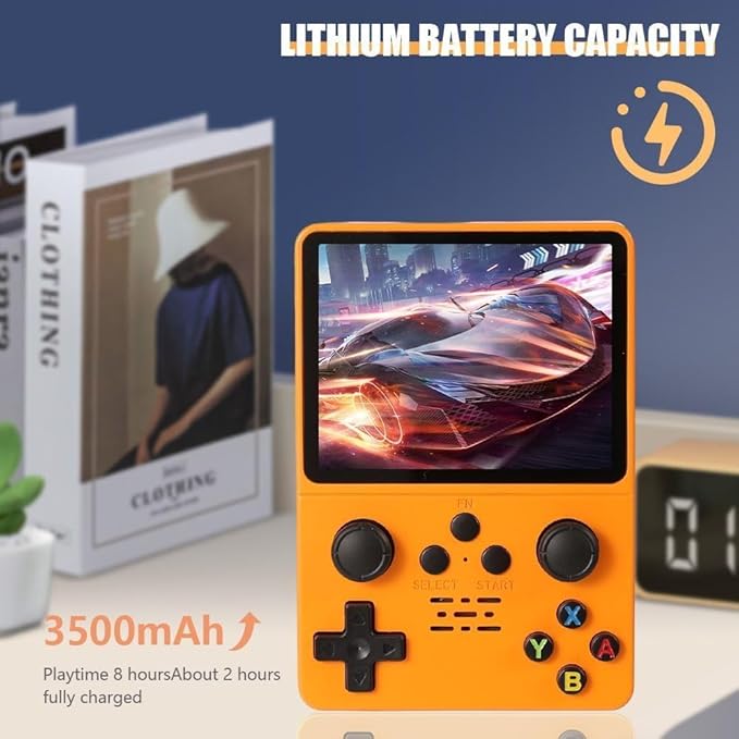 QuantumG - R35S Retro Handheld Game Console with 3.5 Inch IPS HD Display, Linux System, 64GB Inbuilt Games – Compact Pocket Video Game (White)