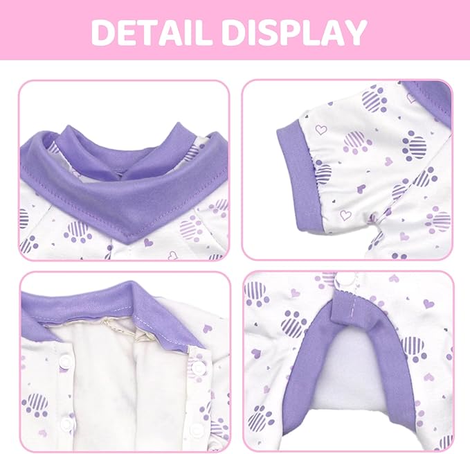 2 Sets Doll Clothes and Accessories for 20-22 Inch Dolls, 8 Pcs Clothes Outfits Including Jumpsuit, Doll Diapers, Bandana and Shoes