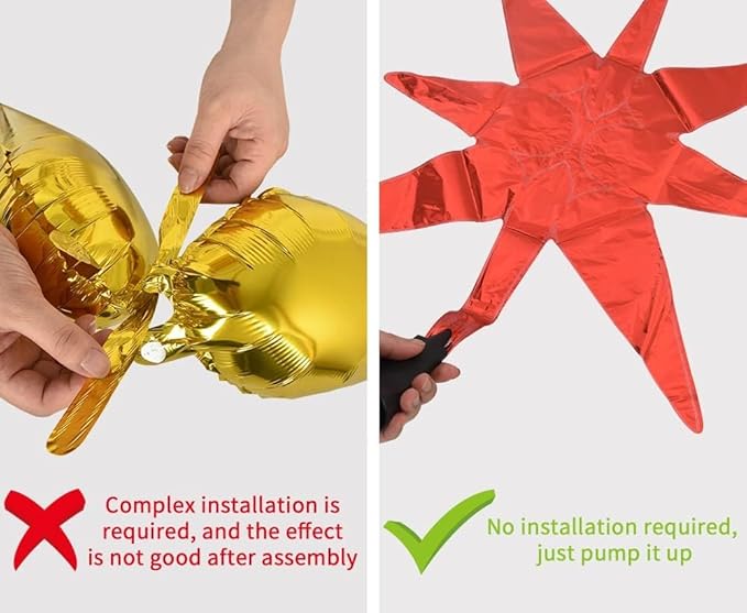 TONIFUL 8 Pcs Red Silver Foil Balloons Large Star Balloons Explosion Star Mylar Balloons for Party Backdrop Christmas New Year Birthday Wedding Baby Shower Anniversary Photo Booth Supplies