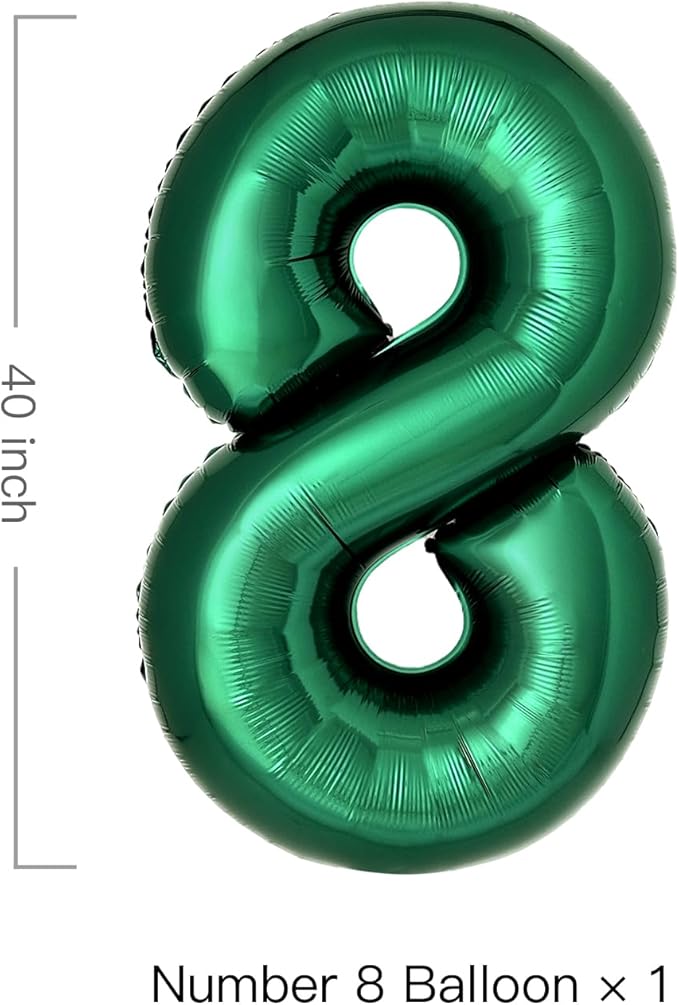 Dark Green Number 8 Balloons Large Emerald Green Number Balloons 40 Inch Jungle Safari Birthday Party Supplies Graduation Decorations Forest Green 8 Balloon