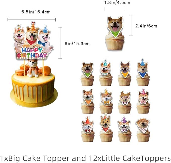 Shiba Inu Party Decorations Suit Cute Shiba Inu Theme Birthday Banner Hanging Swirl Party Cake Topper Balloons Cupcake Toppers Shiba Inu Birthday Party Supplies With Different Dog Faces