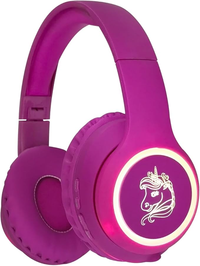 Unicorn Kids Headphones, Unicorn Bluetooth Headphones Foldable for Girls Boys Toddlers Tablet School Travel,Light Up Kids Wireless Headphone Birthday Gifts (Voilet)