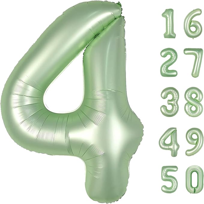 40 Inch Large Olive Green 4 Balloon Numbers Big Foil Number Balloons Giant Helium Happy 14th 24th Birthday Party Decorations for Man and Women, Huge Mylar Anniversary Party Supplies