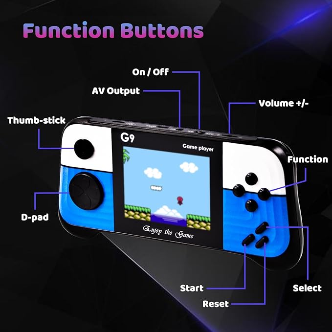 Handheld Game Console Built-in 400 Retro Games, Travel-Friendly Gaming Console with Long Battery Life, Plug and Play Video Game Console for Kid Adult (Blue)