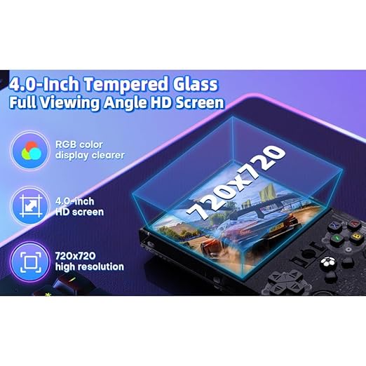 Donop R36MAX Retro Handheld Gaming Console, 4.0 Inch IPS Screen with 64GB TF Card, Open Source Linux System Portable Video Game Player, 4000mAh Battery Classic Gaming Gift (Blue)