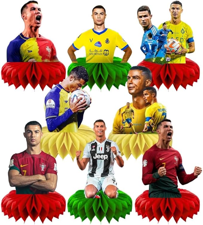 8Pcs Soccer Honeycomb Table Centerpiece Soccer Birthday Party Supplies Table Decorations for Kids Party Decorations