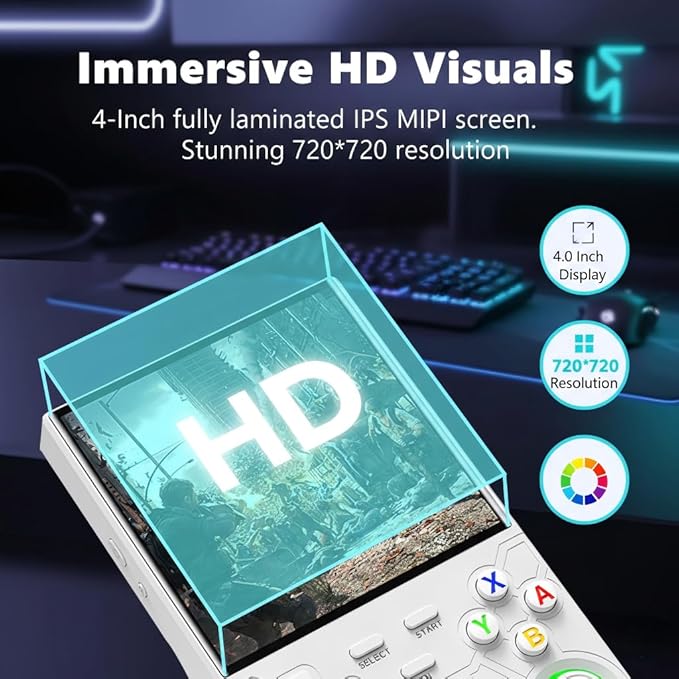 R36 Ultra Retro Handheld Game Console, 4.0-Inch 720x720 IPS Large Screen, Preloaded 20,000+ Classic Games, Linux Open Source with WiFi for Multiplayer, Portable Travel Game System, Kids & Adults Gift