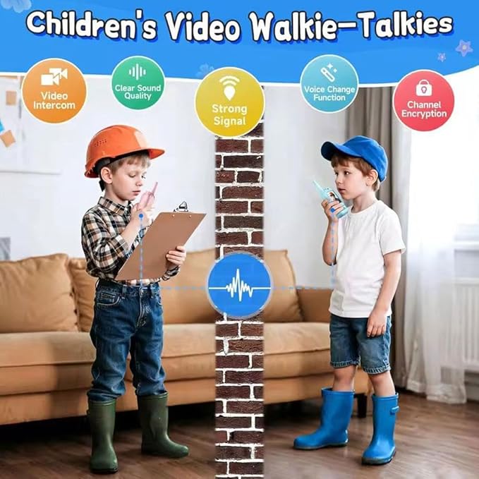 Video Walkie Talkies for Kids,2 Pack Rechargeable Video Intercom Kids Walkies Talkies, Indoor Outdoor Toys for Family Games, Outside, Camping, Hiking for Boys Girls Ages 3-12