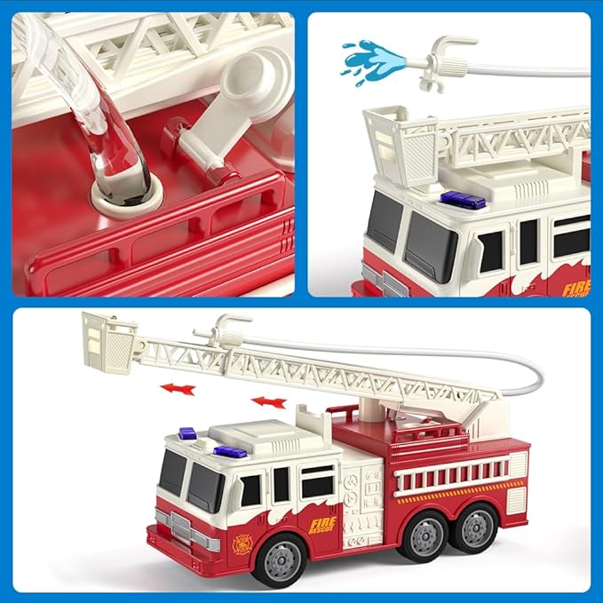 TEMI 4 Pack Emergency Vehicle Toys for Kids 3 4 5 6 7 8 Years Old, Helicopter, Police Car, Fire Truck, Ambulance Friction Powered Toys for Toddlers, Gifts for Age 3-12 Boys Girls