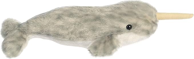 Aurora® Adorable Mini Flopsie™ Narwhal Stuffed Animal - Mini Companions Ready for Playful Adventures - for Kids All Ages, Toddlers, Adults, and Families - Gray 11.5 Inches
