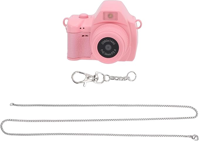 Bewinner 2K Digital Camera, Retro Keychain Camera with 1.47 Inch LCD Display and LED Light for Teens Students Travel (Pink)