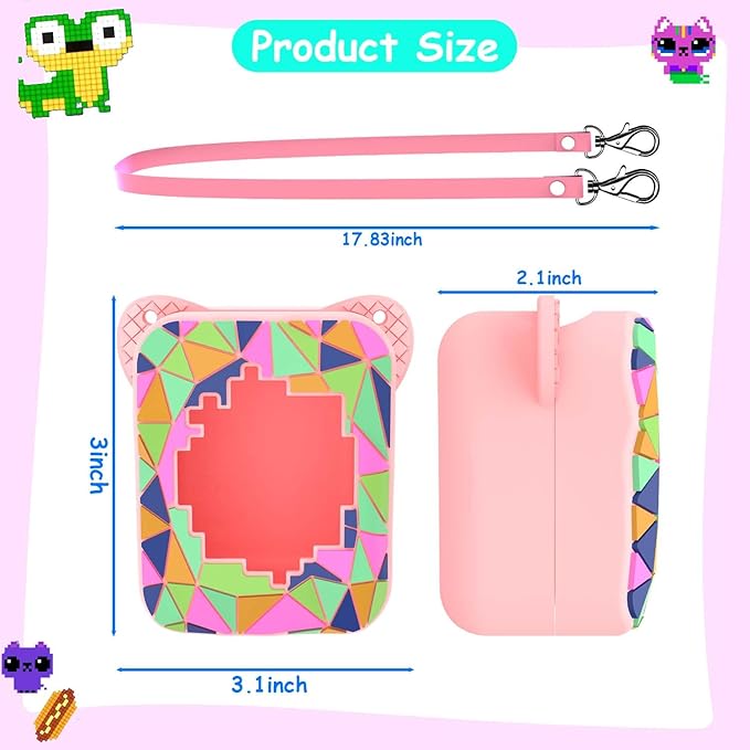 Silicone Case for Bitzee Magicals Digital Pet, Skin Sleeve for Bitzee Magicals Interactive Digital Pet Protective for Girls & Boys with Lanyard (Pink)