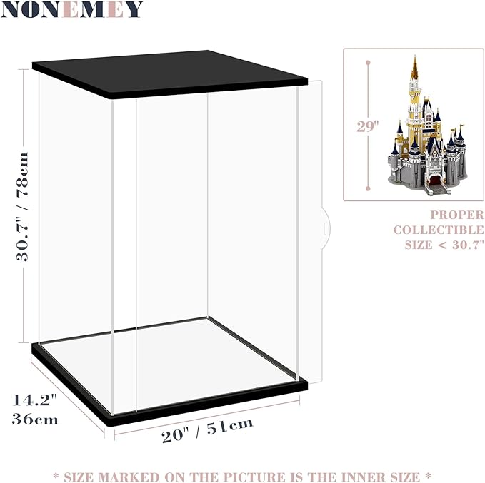 NONEMEY Clear Acrylic Display Case with Remote Control Light for Collectibles, Dustproof Model Showcase Organizer Box, Display Case for Collectibles (20x14x30.7inch,51x36x78cm)