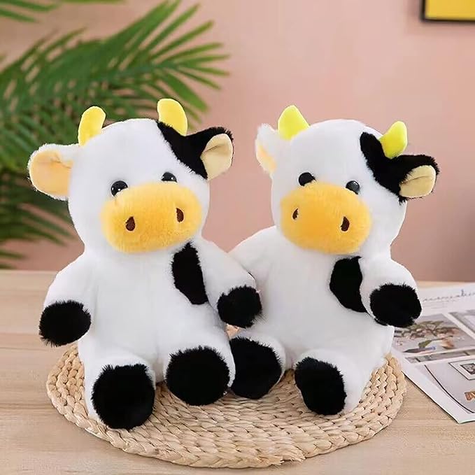 Cow Stuffed Animal Cow Plush Toy 9 inch Gift for Girls Boys Christmas (Yellow bizi Cow)