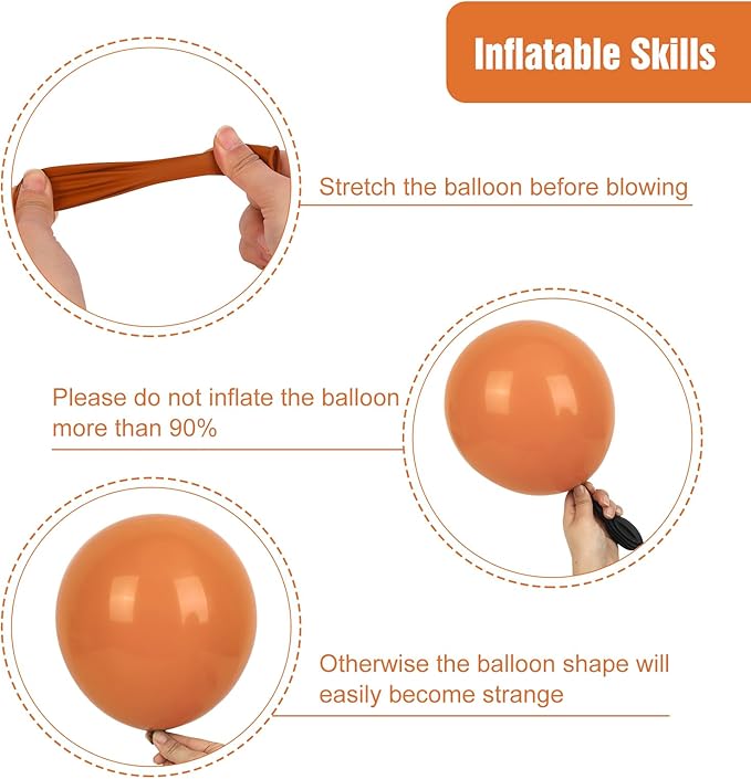 RUBFAC Burnt Orange Balloons 129pcs Different Sizes Pack of 18 12 10 5 Inch, Latex Terracotta Balloon Garland Arch Kit for Fall Thanksgiving Halloween Wedding Birthday Party Decoration