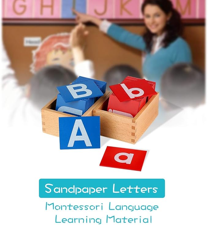 Montessori Sandpaper Letter Learn Alphabet Tractile Learning Phnonics Letter Recognition Pre-Writing Skills Homeschooling Classroom Activities Occupational Therapy Sensory Material Educational Toy