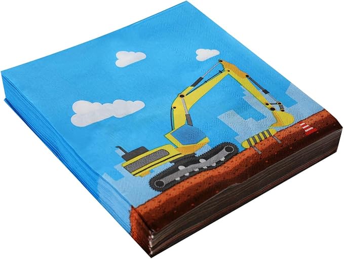 Construction Birthday Party Supplies Set For Boys - 24 Guests – Dump Truck And Tractor Party Decorations, Paper Plates Cups Napkins Straws Balloons Cutlery Toppers Banners Tablecloth