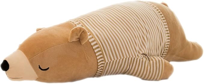 MMTTAO Stuffed Polar Bear Animal Plush Toy 14 Inch Small Brown Sleeping Bear Animal Stuff Soft Plushies Cute Dolls Collection Huggable Pillow Cushion Birthday Gift for Kids Child Boys Girls, 14Inches