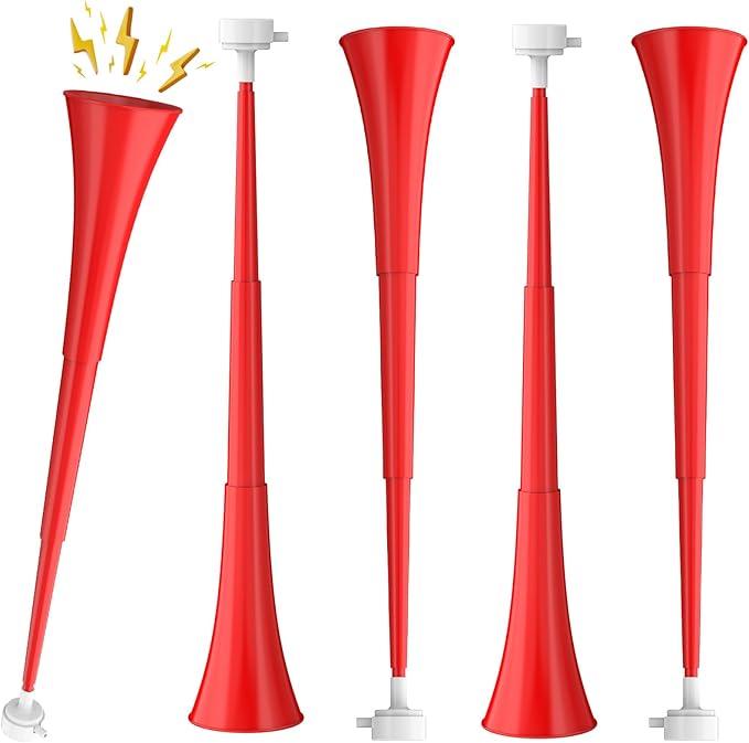 Collapsible Stadium Horn 24 Inch Vuvuzela Plastic Trumpet Horn Blow Horn Noisemakers Loud Sound Soccer Horn Cheer Horn for Sporting Events Graduation Games School Party Supplies Favors Accessories