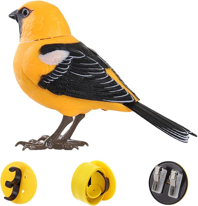 Electric Singing and Chirping Bird Toy, Simulation Interactive Bird Toy for Kids, Cute Realistic Chirping and Moving Artificial Sparrow, Battery Operated, Garden Home Ornament Decoration
