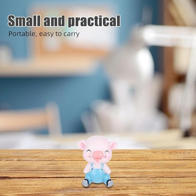 EXCEART Pig Ornament Bobblehead Shaking Piggy Decor for Car Dashboard Home Office Desk 3.14 X 2.95 X 1.77 Inches Cartoon Collectible Toy