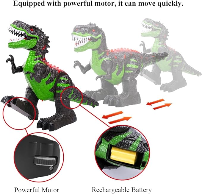 Remote Controlled Large Dinosaur Toy for Boys 3 4 5 6 7 8 Years, Lifelike Tyrannosaurus with Water Mist, Light, Roaring, Electrical Dinosaur Birthday Gifts for Kids Toddlers