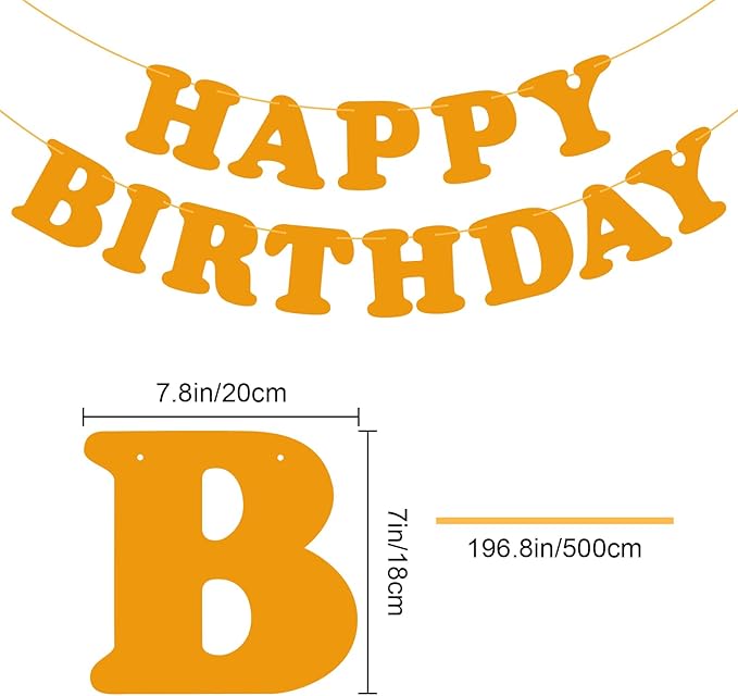 Orange Happy Birthday Banner Birthday Party Decorations Sign Birthday Backdrop Party Supplies Happy Birthday Bunting Banner for Kids Adults