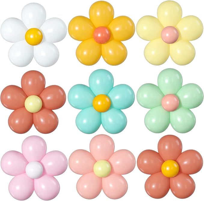 16 Set Daisy Flower Balloons DIY Kit,Boho Daisy Balloons Party Decorations for Birthday Baby Shower Wedding Anniversary Groovy Fairy Retro Hippie Theme Decor