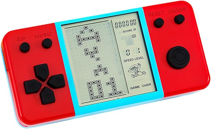 Retro Brick Game Game Blue-red Color Design Built-in 26 Cube Block Games Leisure Entertainment Electronic Block Puzzle Children/Student/Parents Birthday/Holiday (Red)