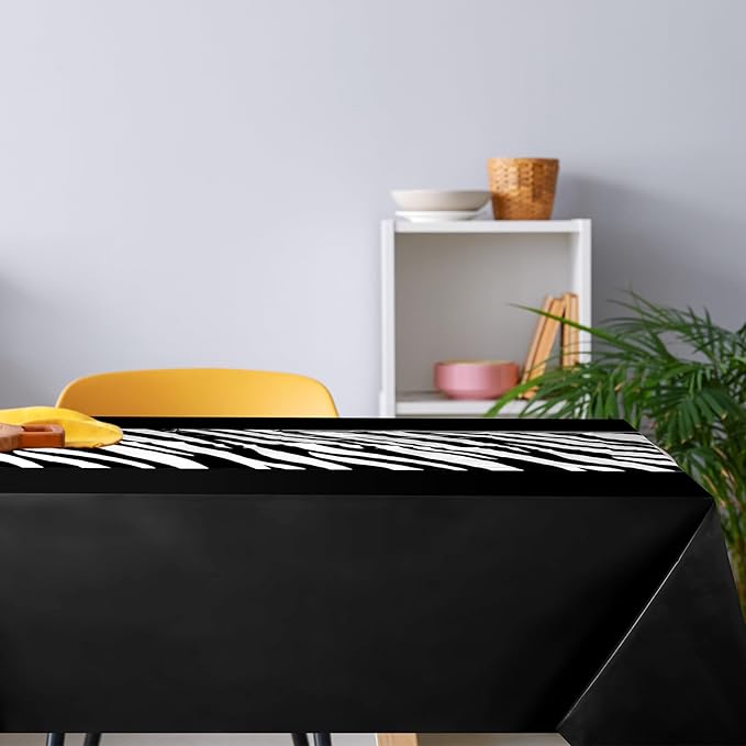 Buryeah 3 Pcs Zebra Tablecloth Zebra Print Plastic Table Cloth Disposable Tablecloth Animal Safari Table Cover 54 x 108'' for Baby Shower Wedding Birthday Party Decorations Supplies (Black)